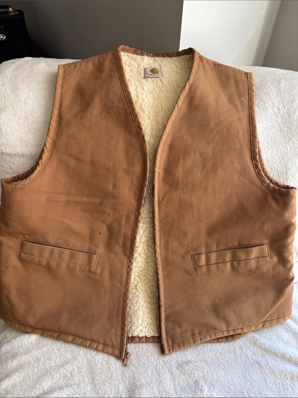 Carhartt Brown Sherpa-Lined Work Vest hunting vest